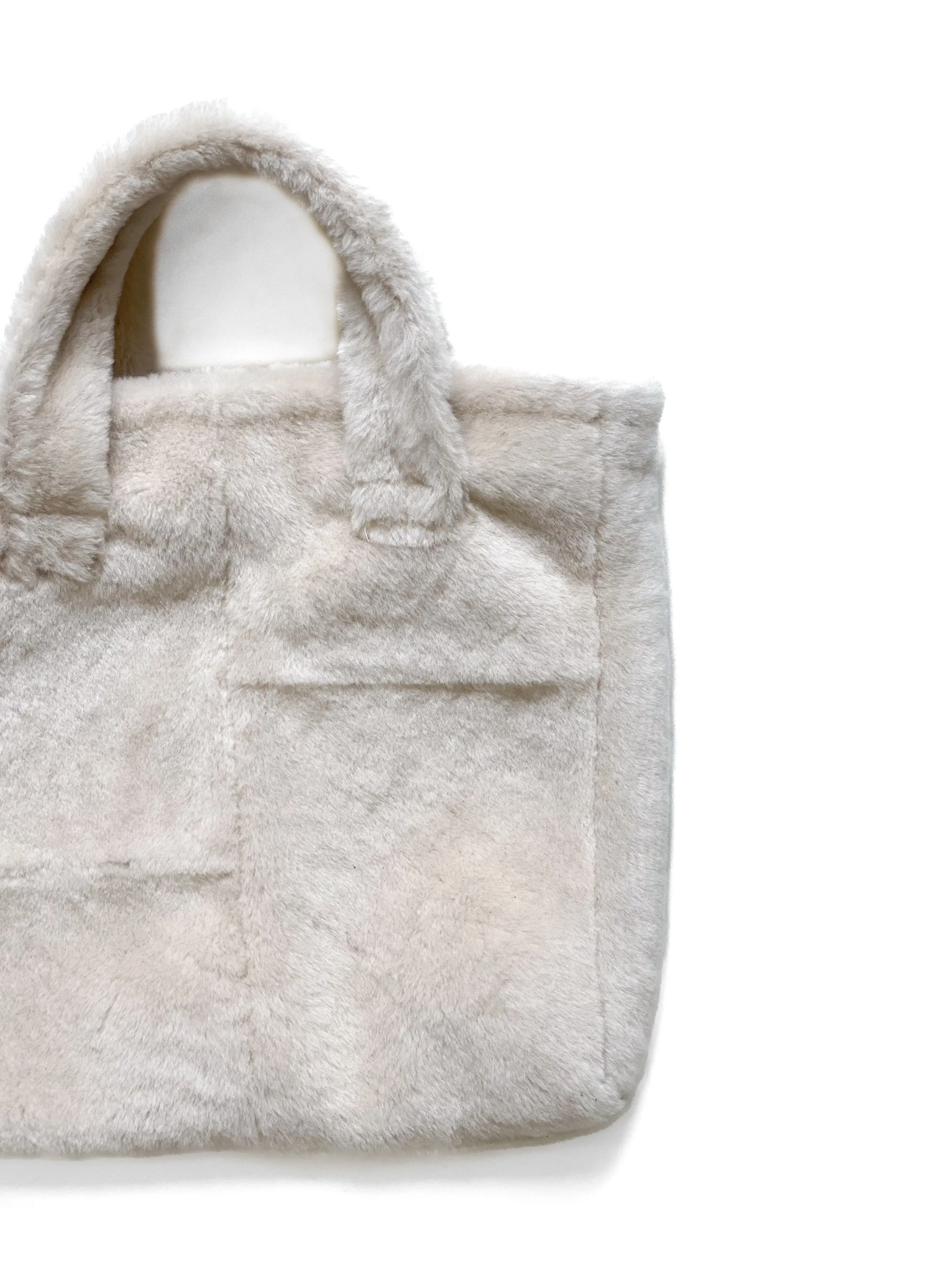 Upcycled Shearling Tote - Cream