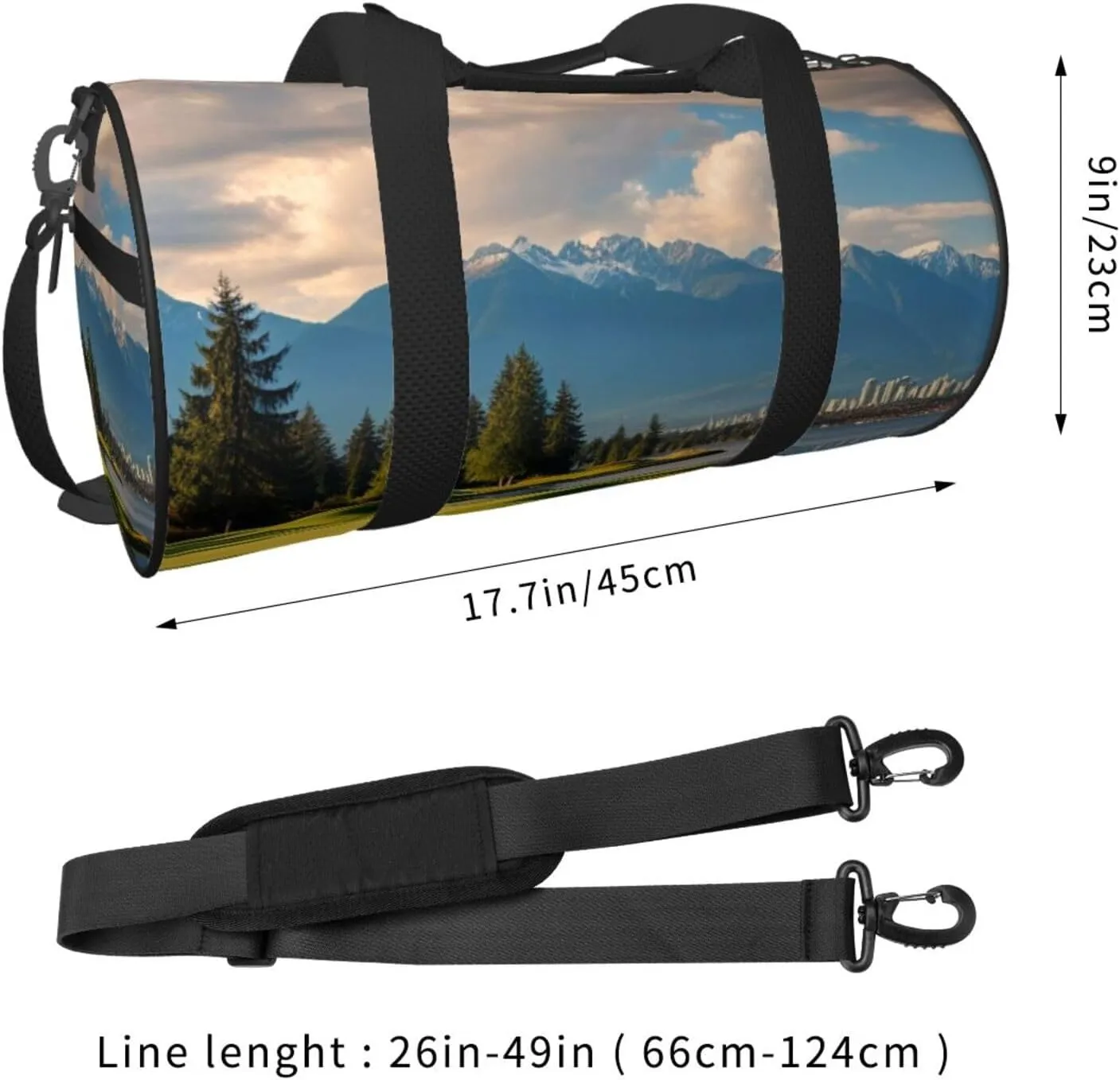 Vancouver Golf Course Printed Travel Bag,Round Personal Item Storage bag,Foldie Duffel Bag for Traveling Vacation,Fitness,Sports
