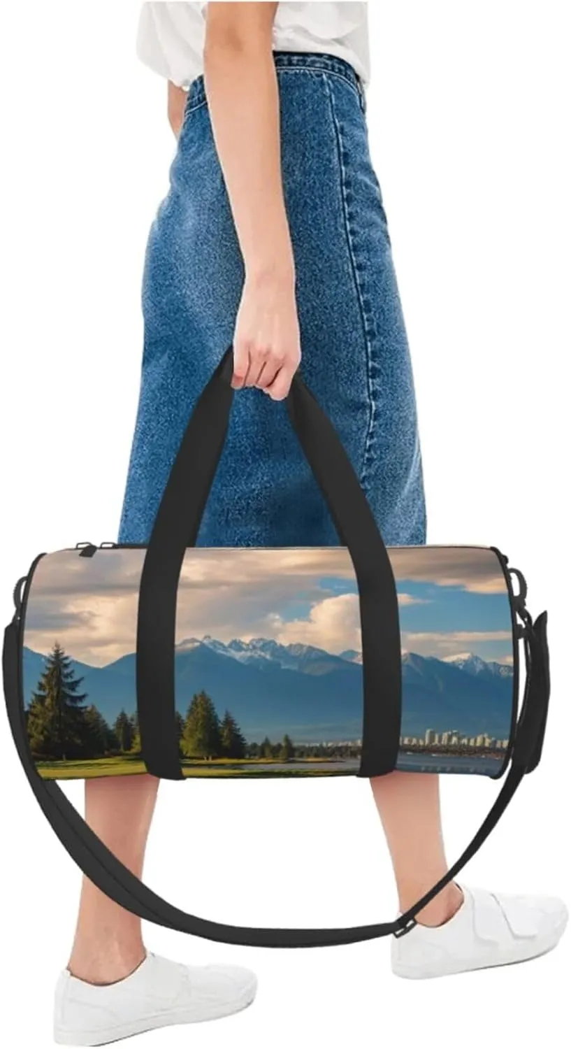 Vancouver Golf Course Printed Travel Bag,Round Personal Item Storage bag,Foldie Duffel Bag for Traveling Vacation,Fitness,Sports