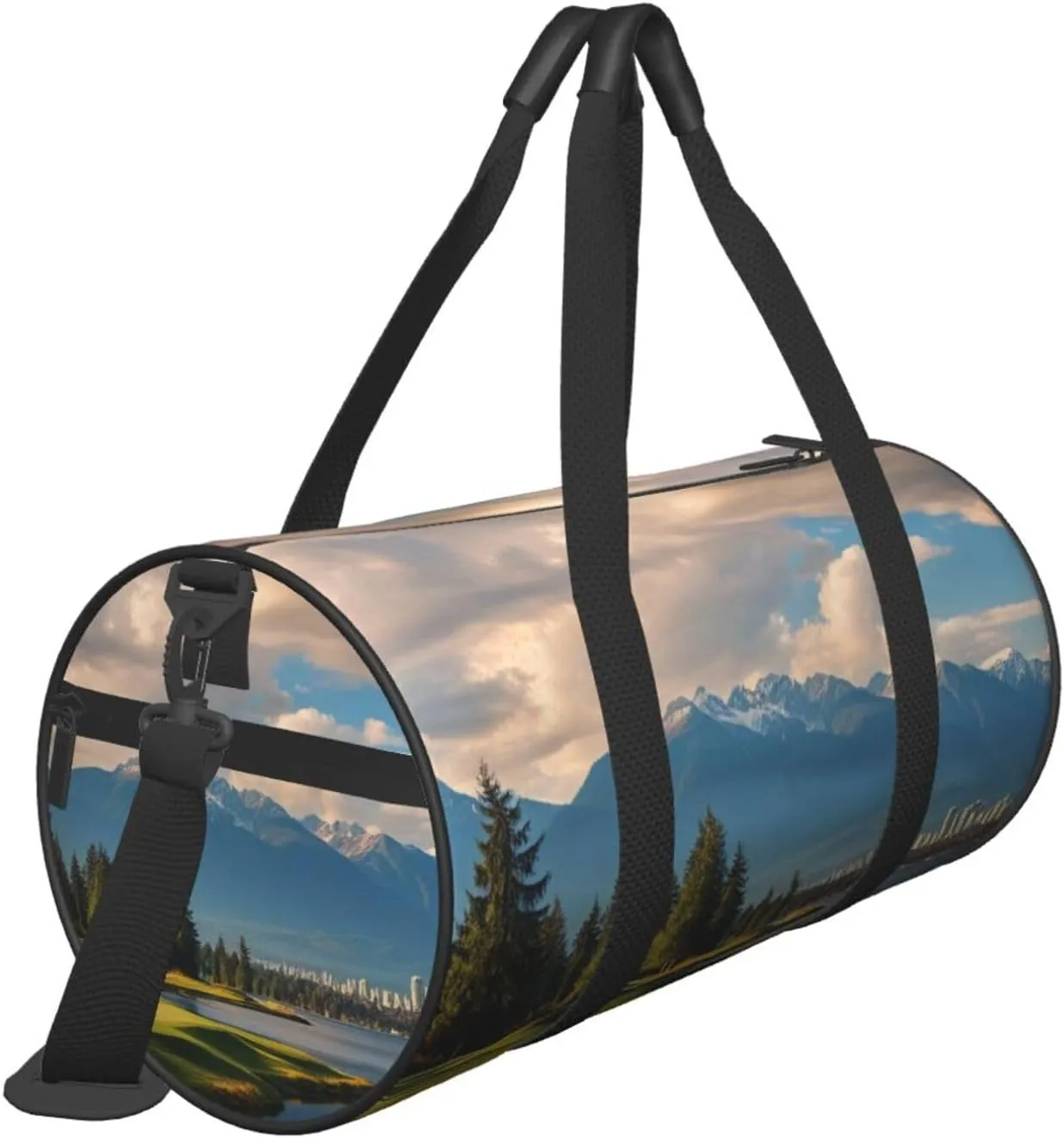 Vancouver Golf Course Printed Travel Bag,Round Personal Item Storage bag,Foldie Duffel Bag for Traveling Vacation,Fitness,Sports
