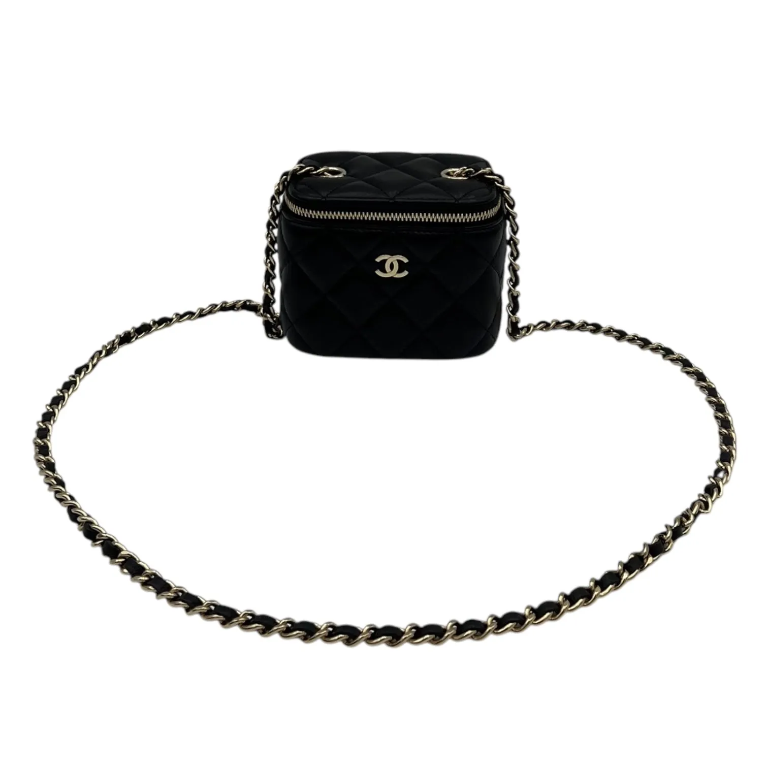 Vanity Crossbody Bag Black in Lambskin, Gold hardware