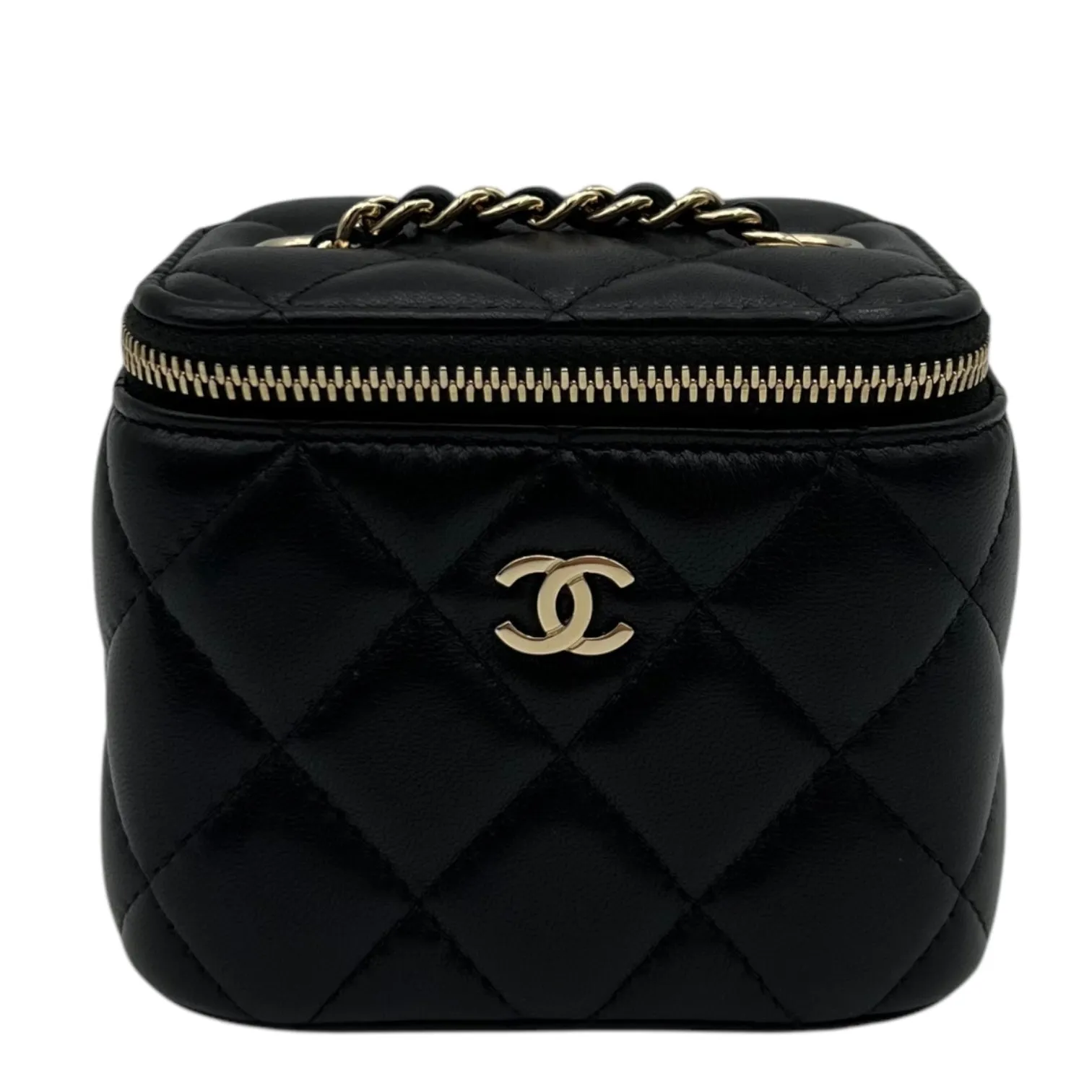Vanity Crossbody Bag Black in Lambskin, Gold hardware