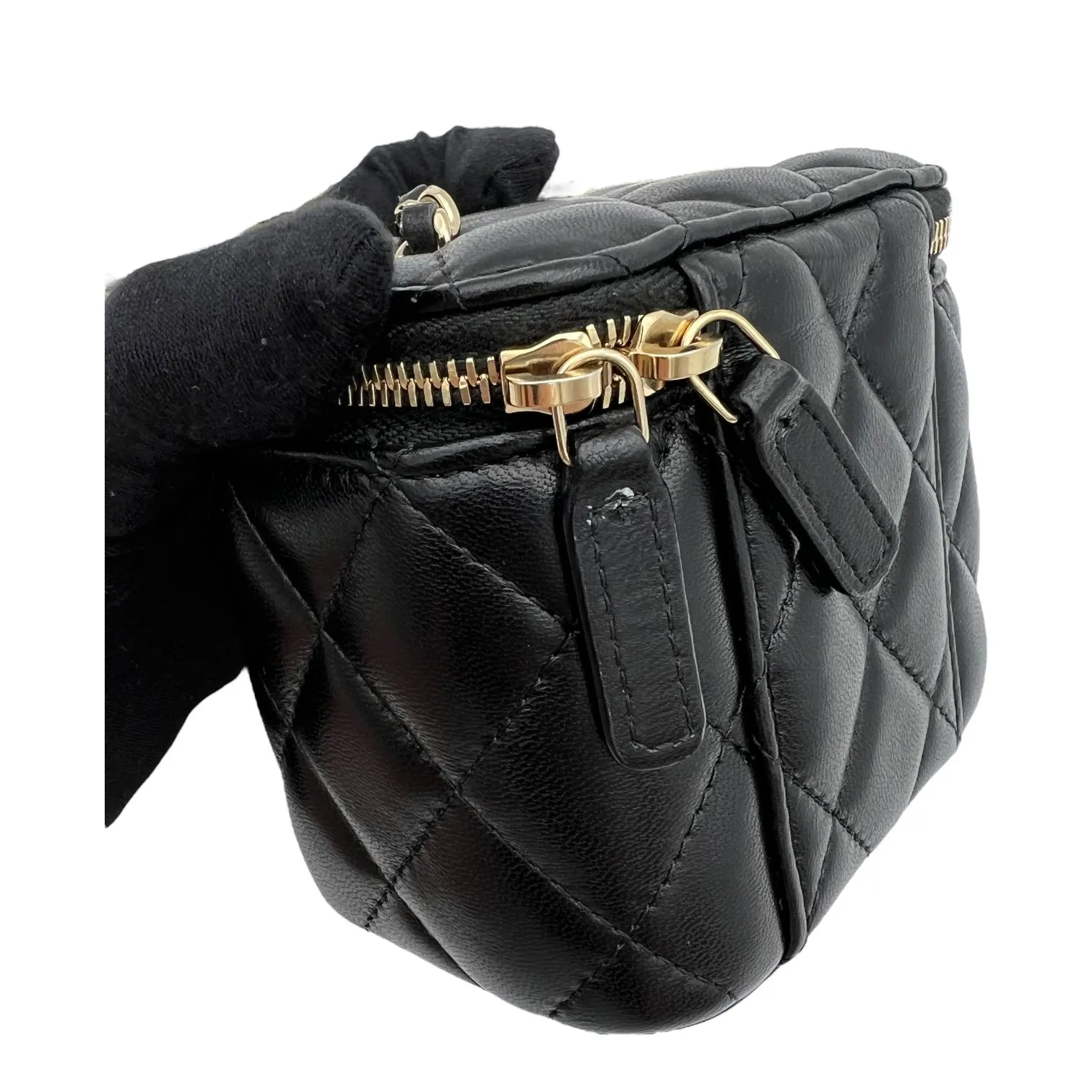 Vanity Crossbody Bag Black in Lambskin, Gold hardware