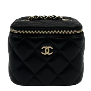 Vanity Crossbody Bag Black in Lambskin, Gold hardware