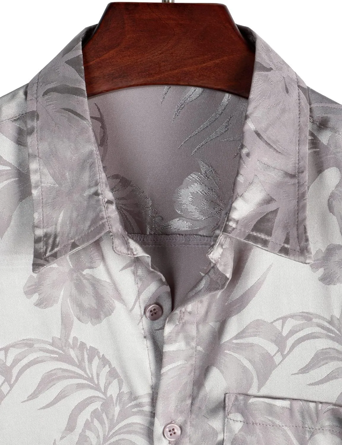 VATPAVE Mens Summer Jacquard Regular Fit Shirts Casual Button Down Short Sleeve Beach Tops with Pocket