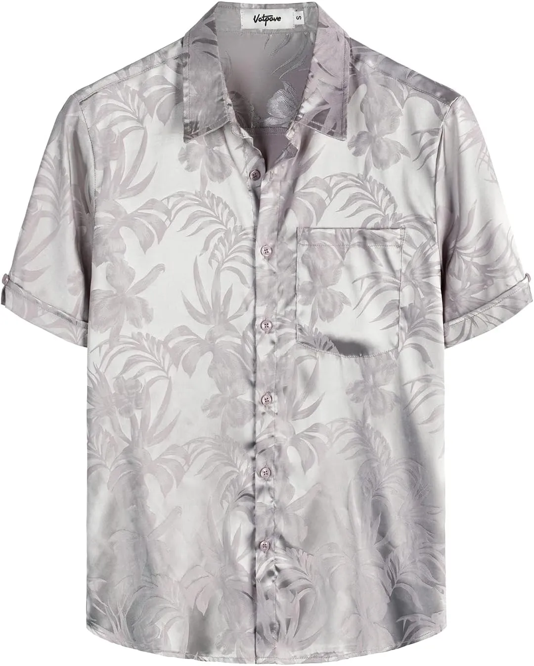 VATPAVE Mens Summer Jacquard Regular Fit Shirts Casual Button Down Short Sleeve Beach Tops with Pocket