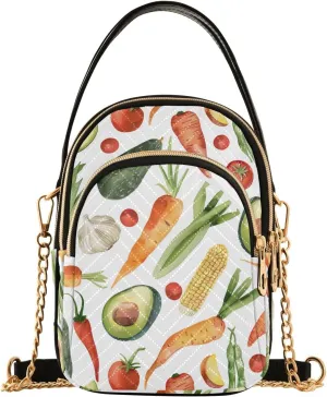 Vegetables Carrot Avocado Small Crossbody Bags for Women Adjustable Strap Purses Travel Handbags 20858087