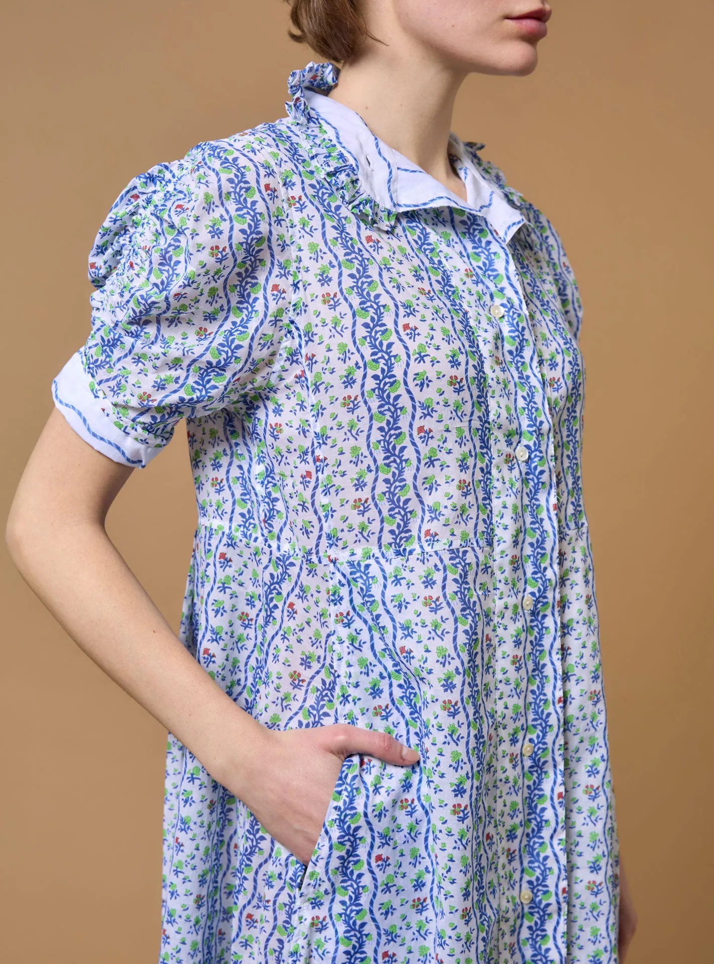 Venetia Dress - Liselund Print - Green / Cobalt