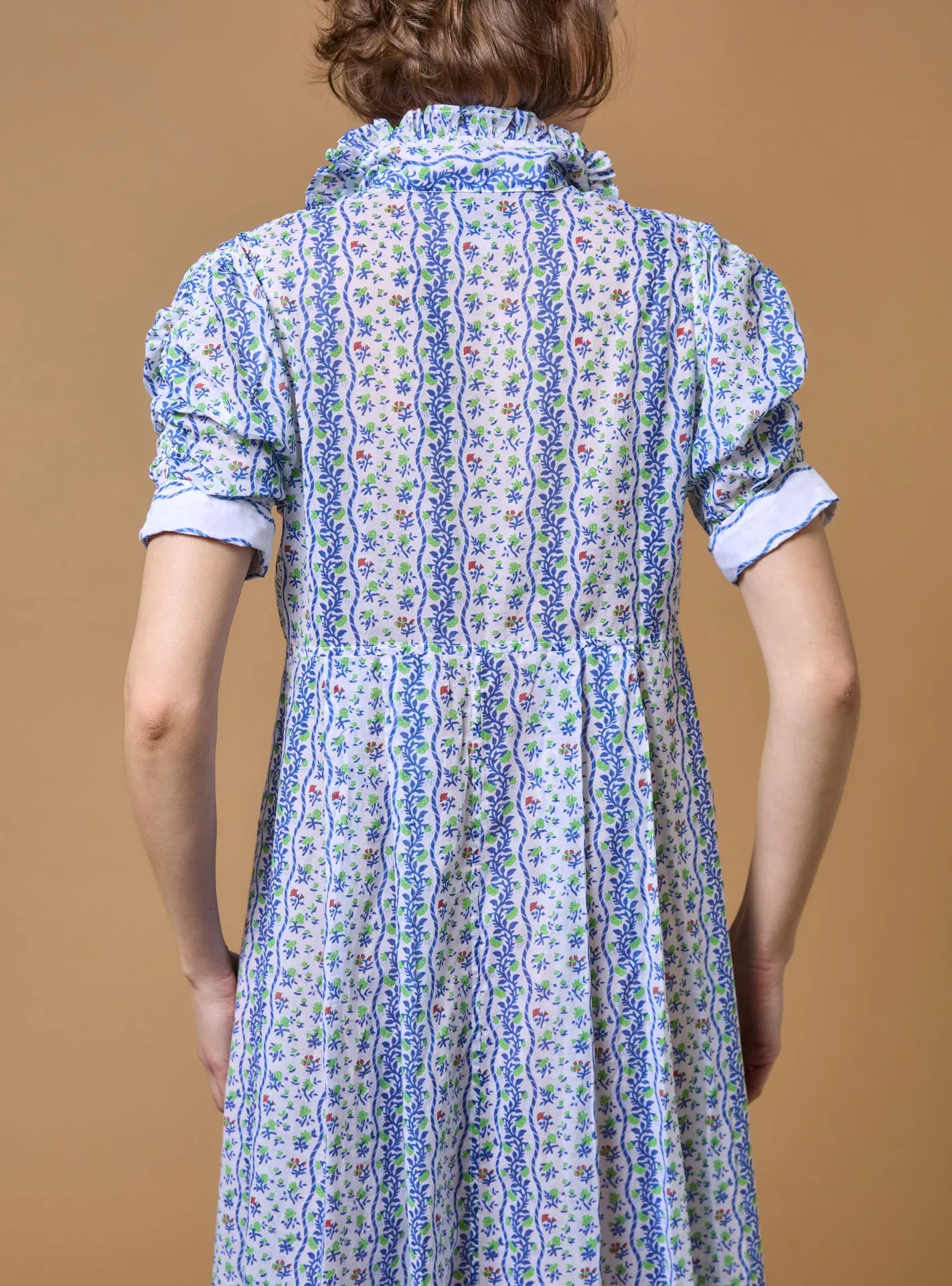 Venetia Dress - Liselund Print - Green / Cobalt