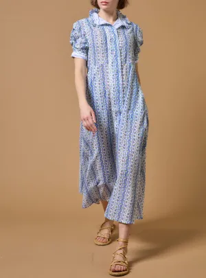 Venetia Dress - Liselund Print - Green / Cobalt