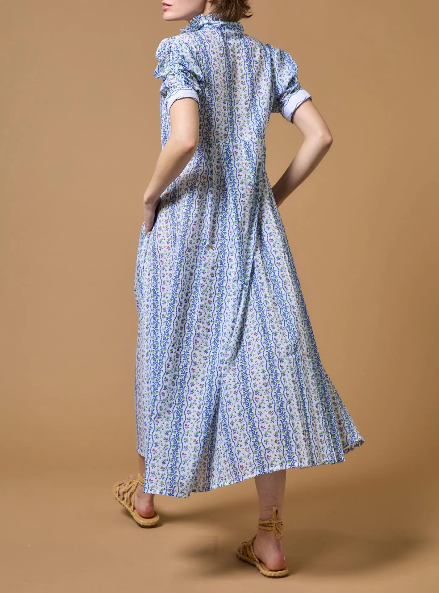 Venetia Dress - Liselund Print - Green / Cobalt