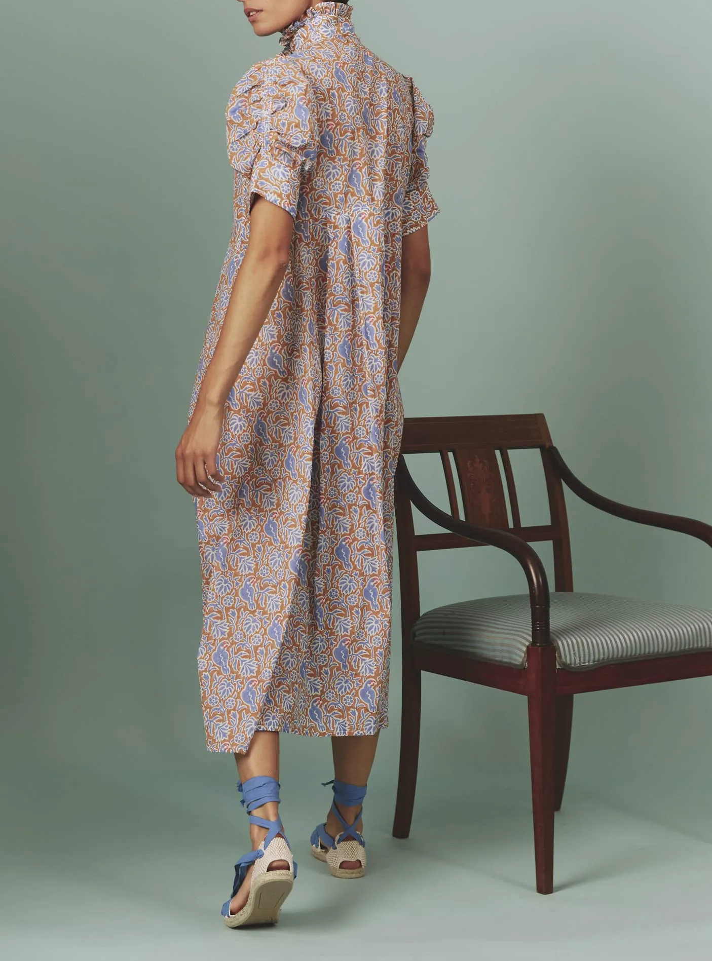 Venetia Dress - Parrot Print - Arancio / Lavender
