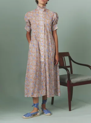 Venetia Dress - Parrot Print - Arancio / Lavender