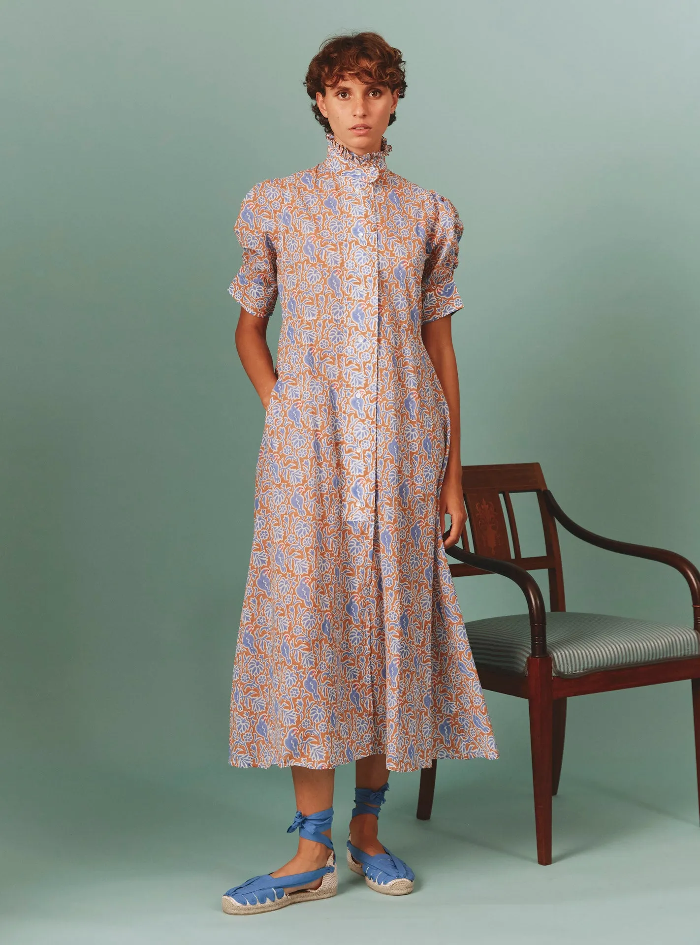 Venetia Dress - Parrot Print - Arancio / Lavender