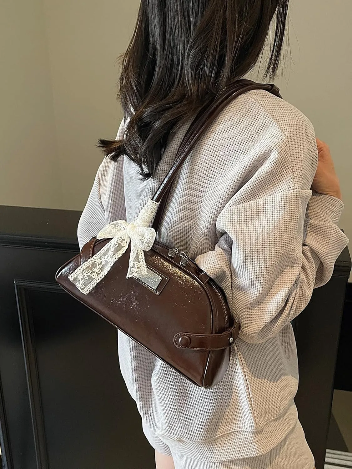 Verdusa Women's PU Leather Buckle Underarm Bags Vintage Top Handle Shoulder Handbags