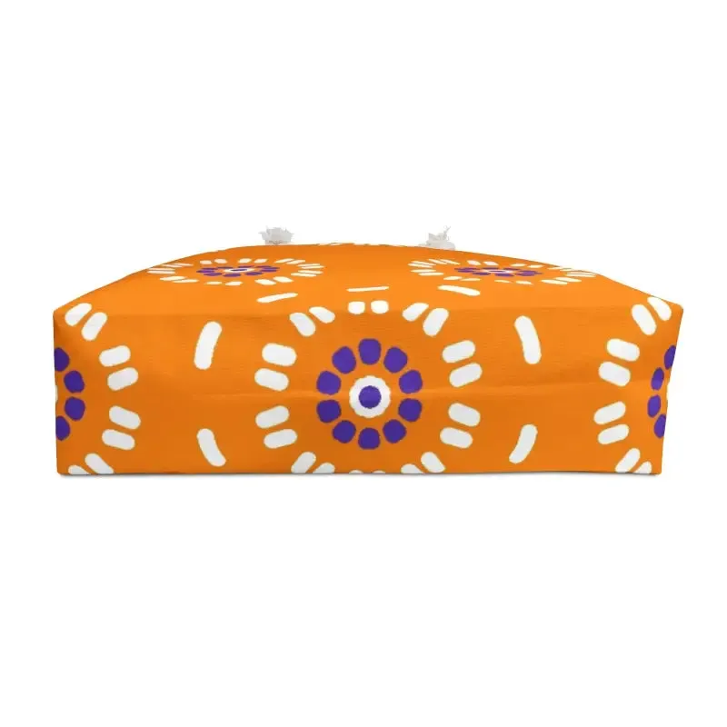 Vibrant Orange Floral Oversized Polyester Weekender Bag