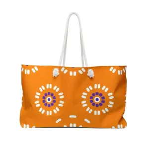 Vibrant Orange Floral Oversized Polyester Weekender Bag