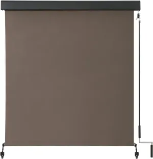 VICLLAX Premium Outdoor Roller Shade Solar Fabric Exterior Roller Shade Crank Operated with Aluminum Protective Valance(7' W X 8' L), Mocha