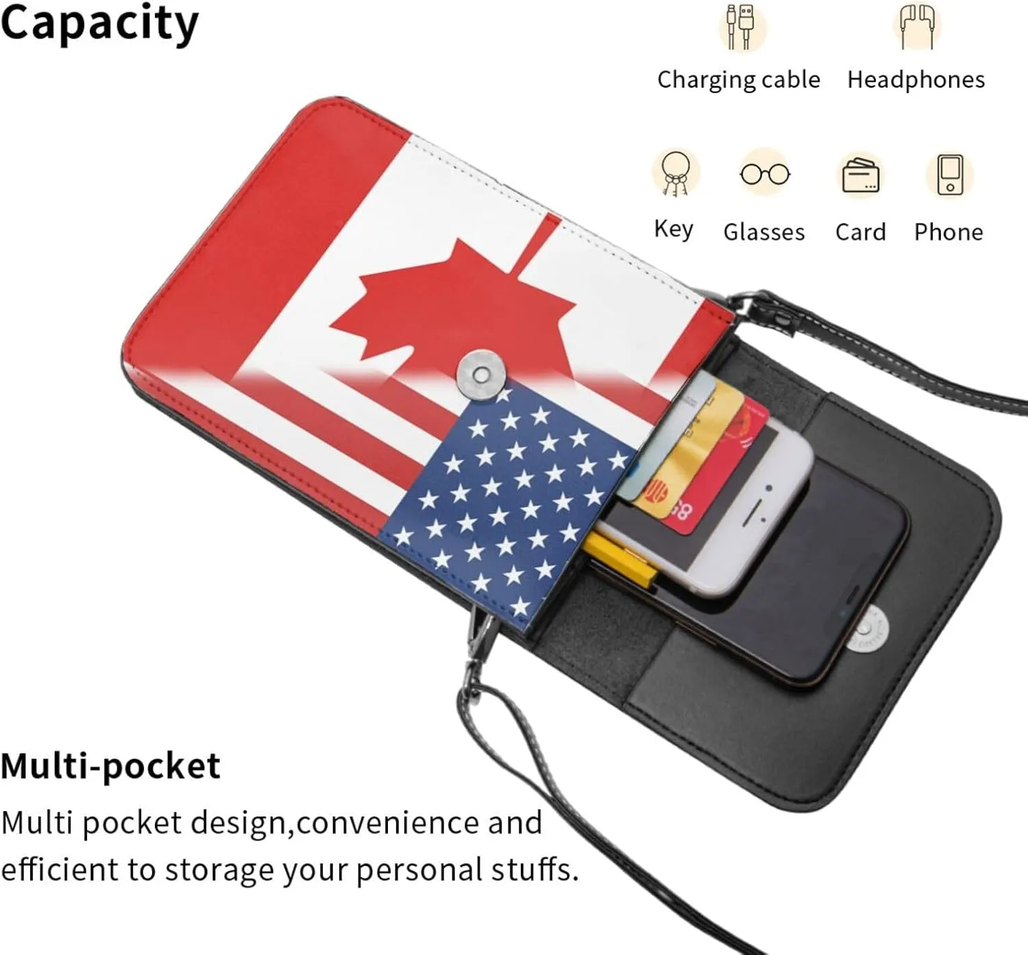 Vintage America Dominica Flag Small Crossbody Purse Cell Phone Bag for Women Girls Mini Over Shoulder Handbag Wallet