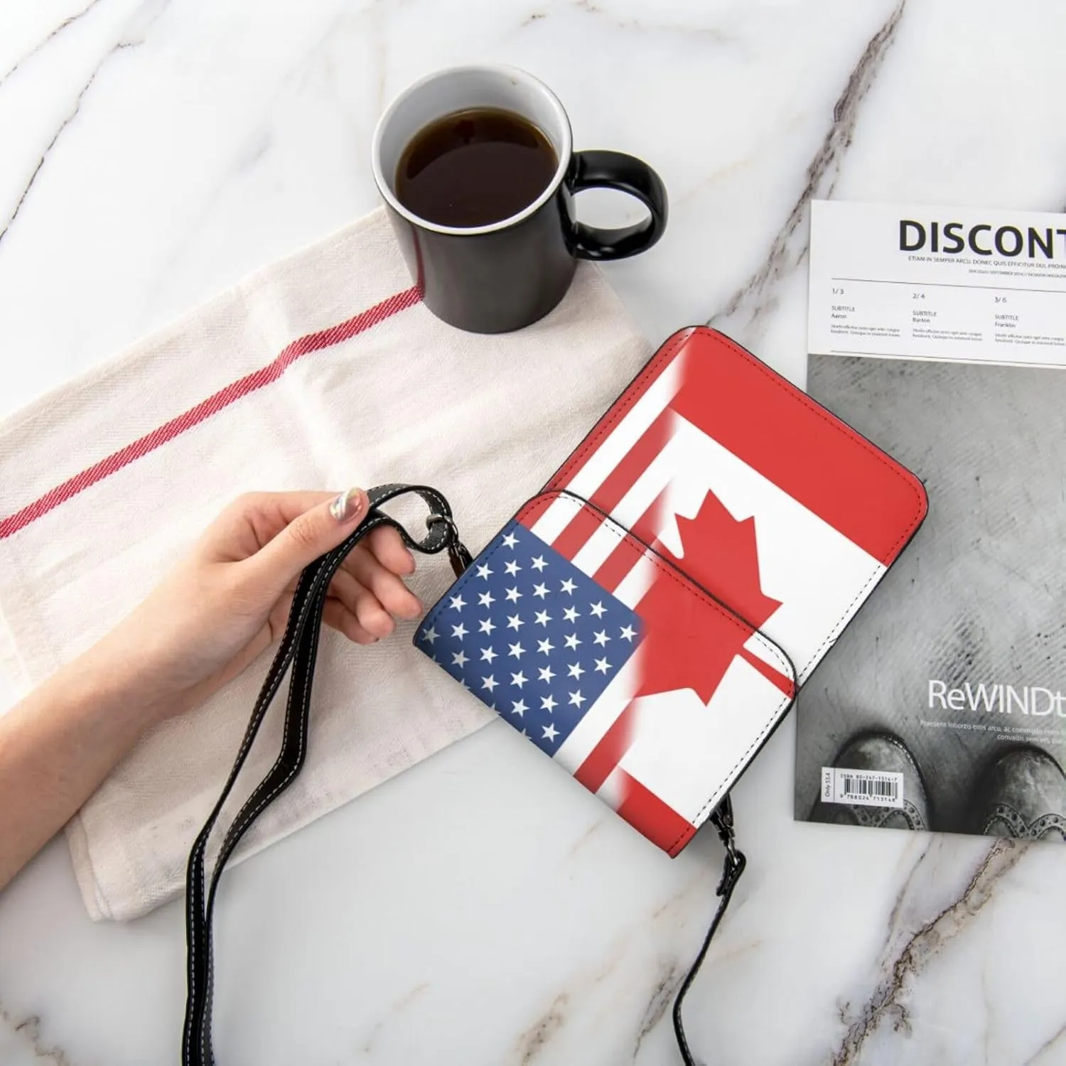 Vintage America Dominica Flag Small Crossbody Purse Cell Phone Bag for Women Girls Mini Over Shoulder Handbag Wallet