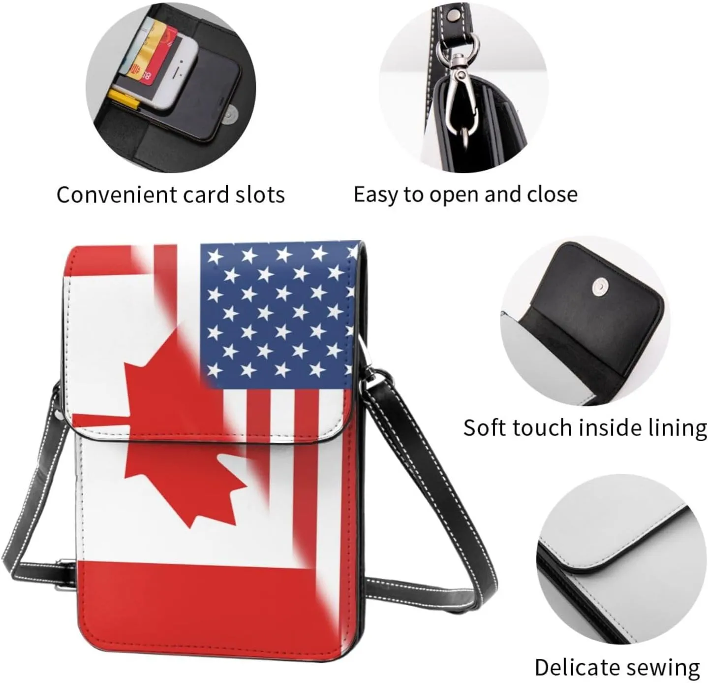 Vintage America Dominica Flag Small Crossbody Purse Cell Phone Bag for Women Girls Mini Over Shoulder Handbag Wallet