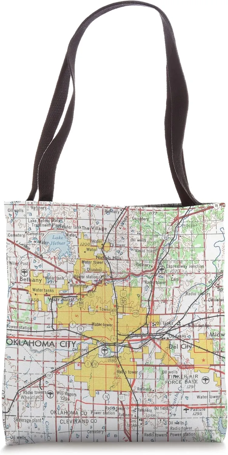 Vintage Oklahoma City OK Map (1968) Tote Bag