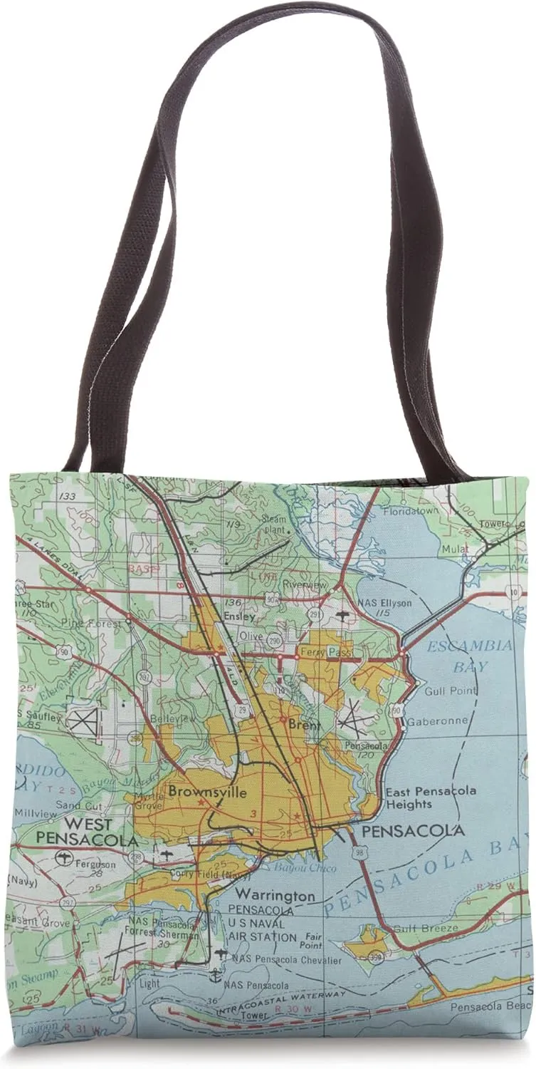Vintage Pensacola FL Map (1957) Tote Bag