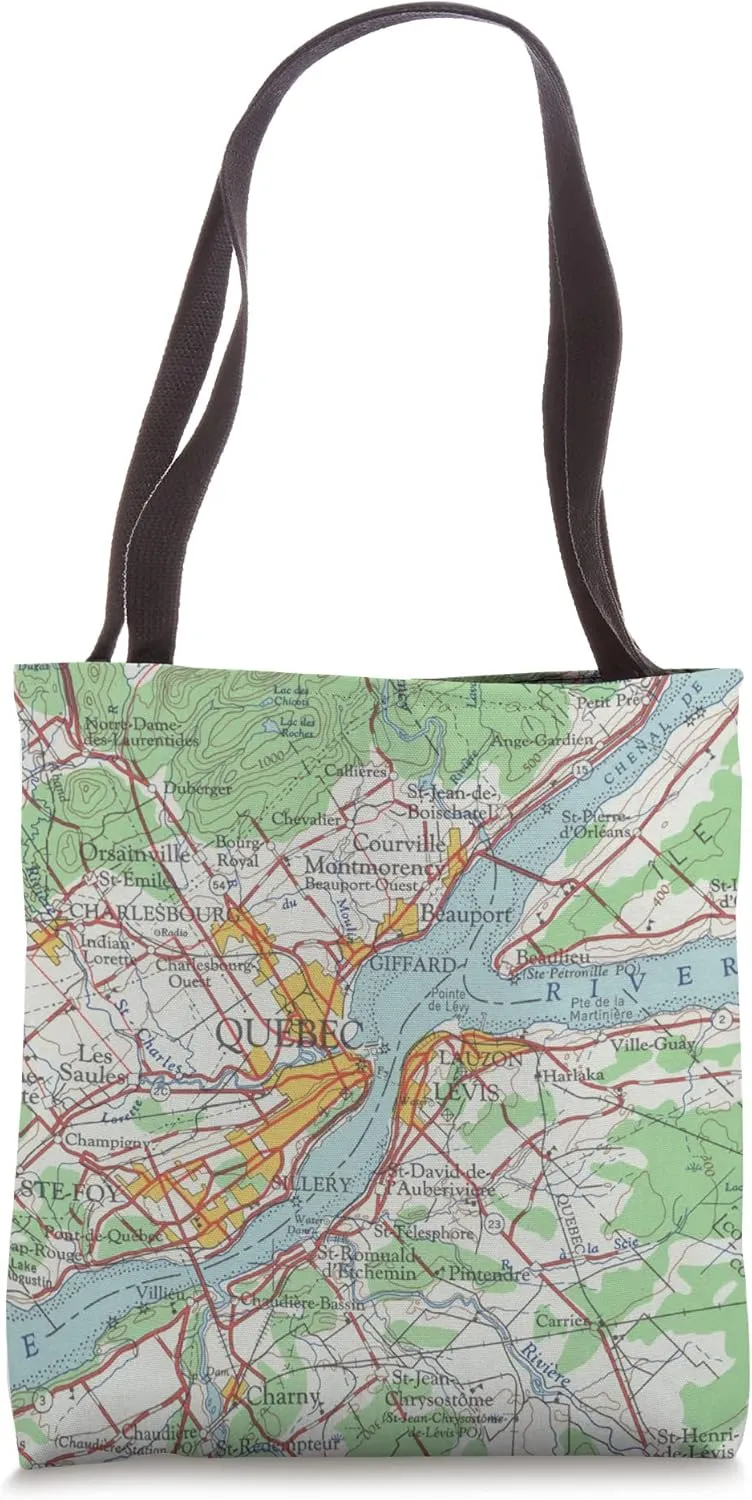 Vintage Quebec City Canada Map (1962) Tote Bag