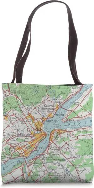 Vintage Quebec City Canada Map (1962) Tote Bag