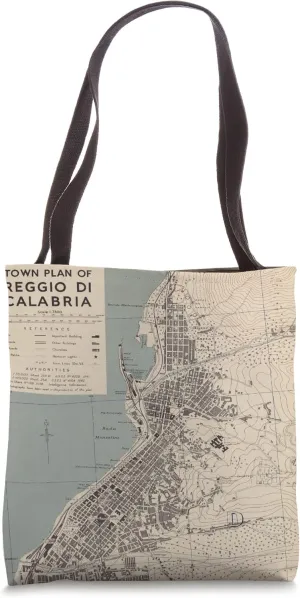 Vintage Reggio Calabria Italy Map (1943) Tote Bag