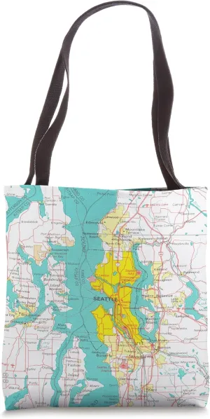 Vintage Seattle and the Puget Sound Map (1970) Tote Bag