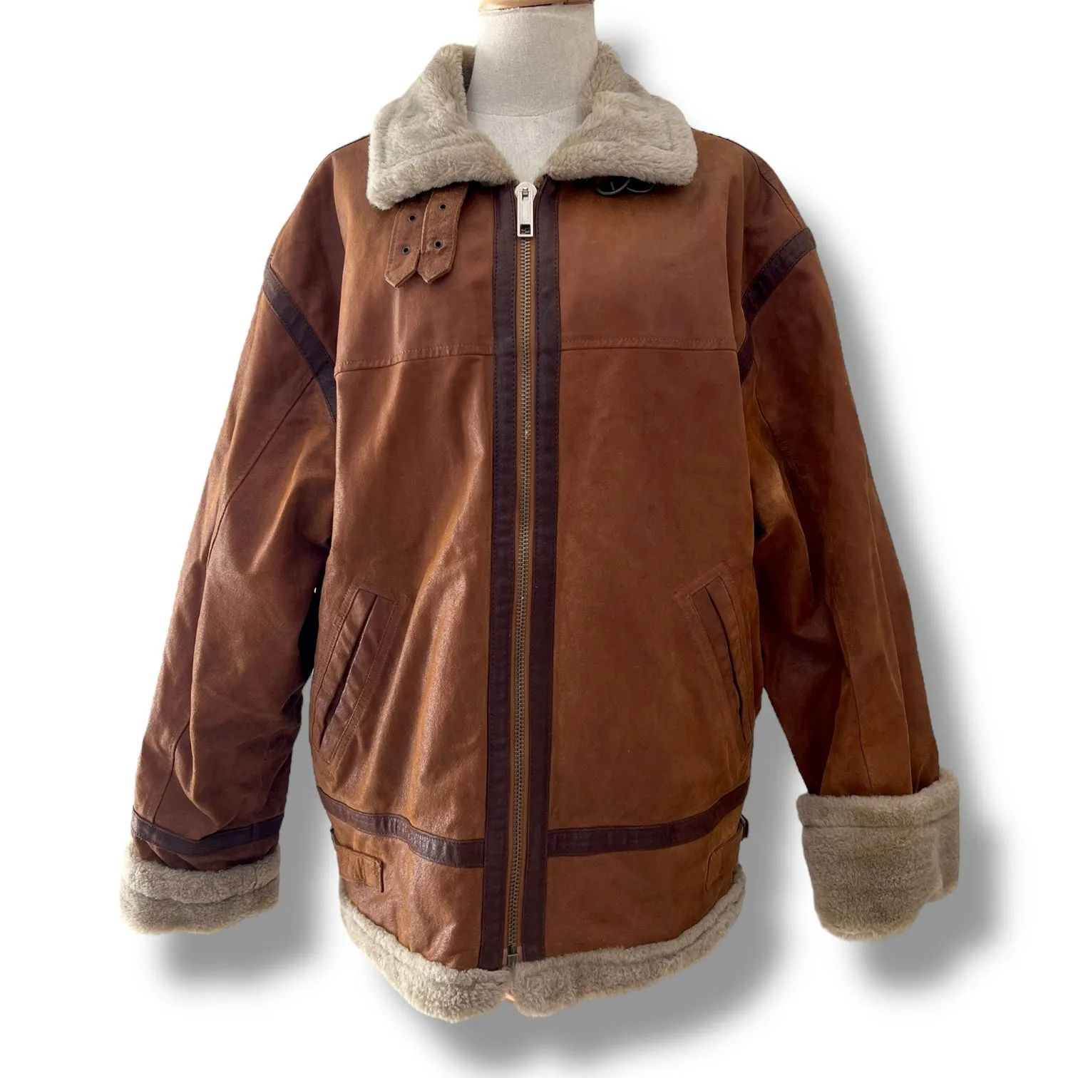 Vintage Shearling-Lined Suede Jacket