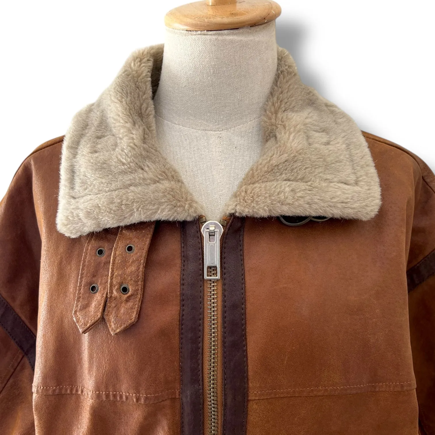 Vintage Shearling-Lined Suede Jacket