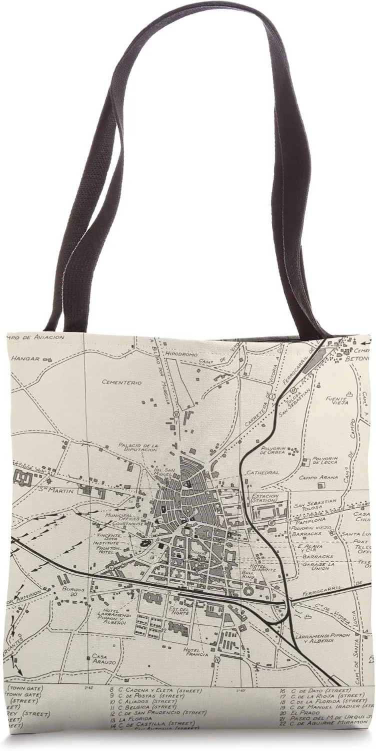 Vintage Vitoria-Gasteiz Spain Map (1943) Tote Bag
