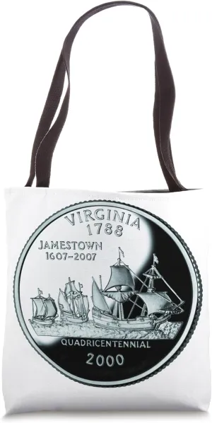 Virginia State Quarter - Jamestown Quadricentennial Coin Tote Bag