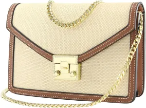 Wallet on Chain Purse WOC Crossbody Clutch Bag for Women in Textile and Leather Mini Shoulder Bag Phone Wallet