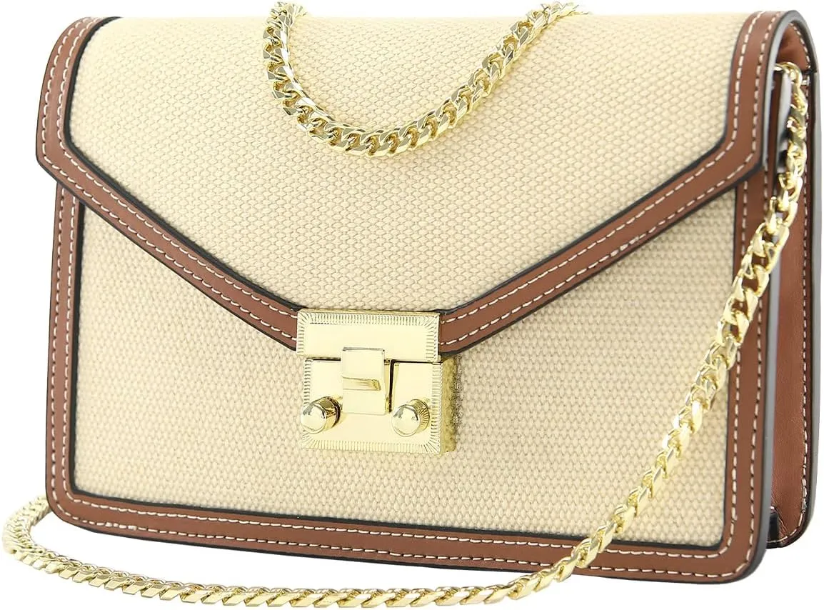 Wallet on Chain Purse WOC Crossbody Clutch Bag for Women in Textile and Leather Mini Shoulder Bag Phone Wallet