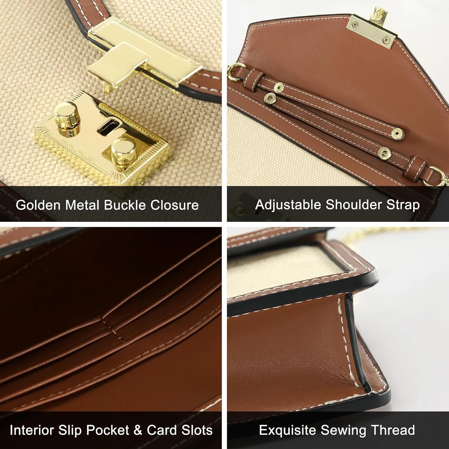 Wallet on Chain Purse WOC Crossbody Clutch Bag for Women in Textile and Leather Mini Shoulder Bag Phone Wallet