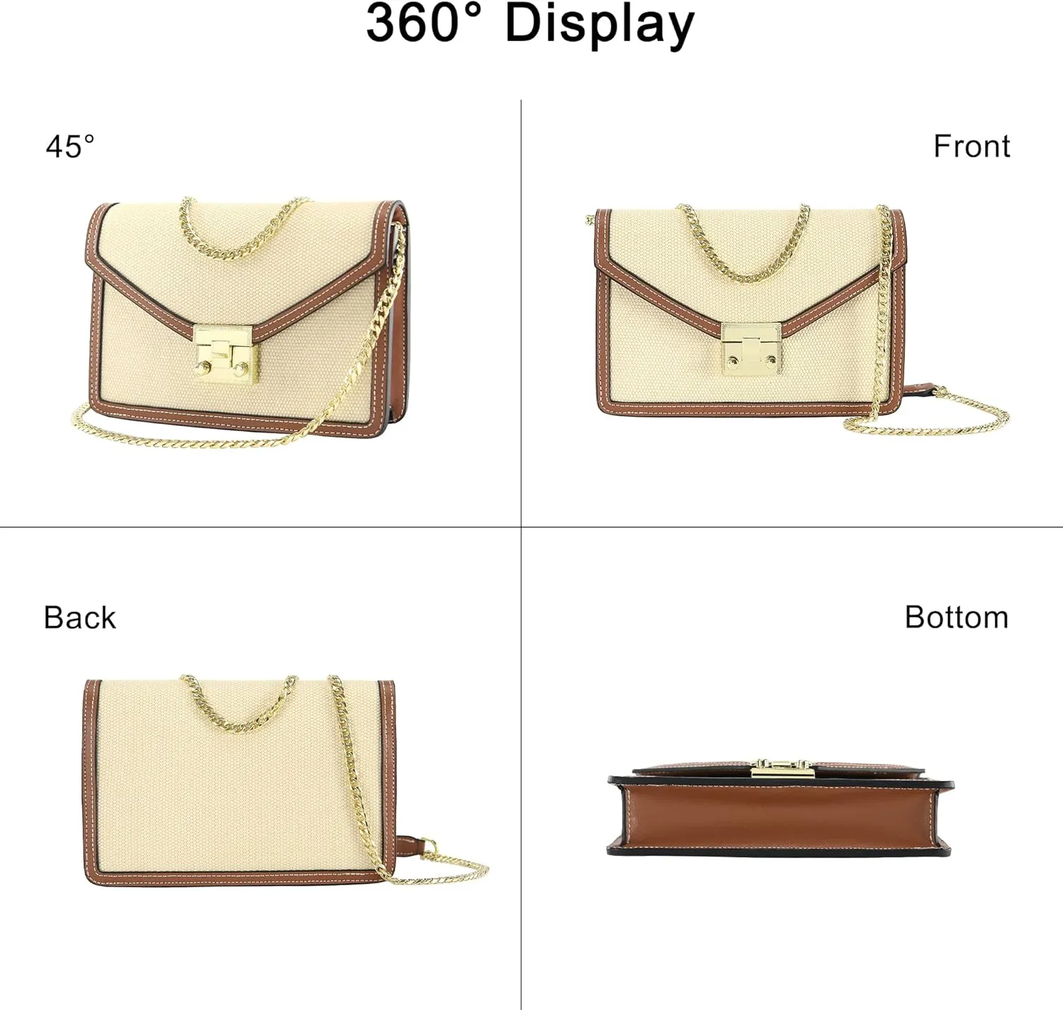 Wallet on Chain Purse WOC Crossbody Clutch Bag for Women in Textile and Leather Mini Shoulder Bag Phone Wallet