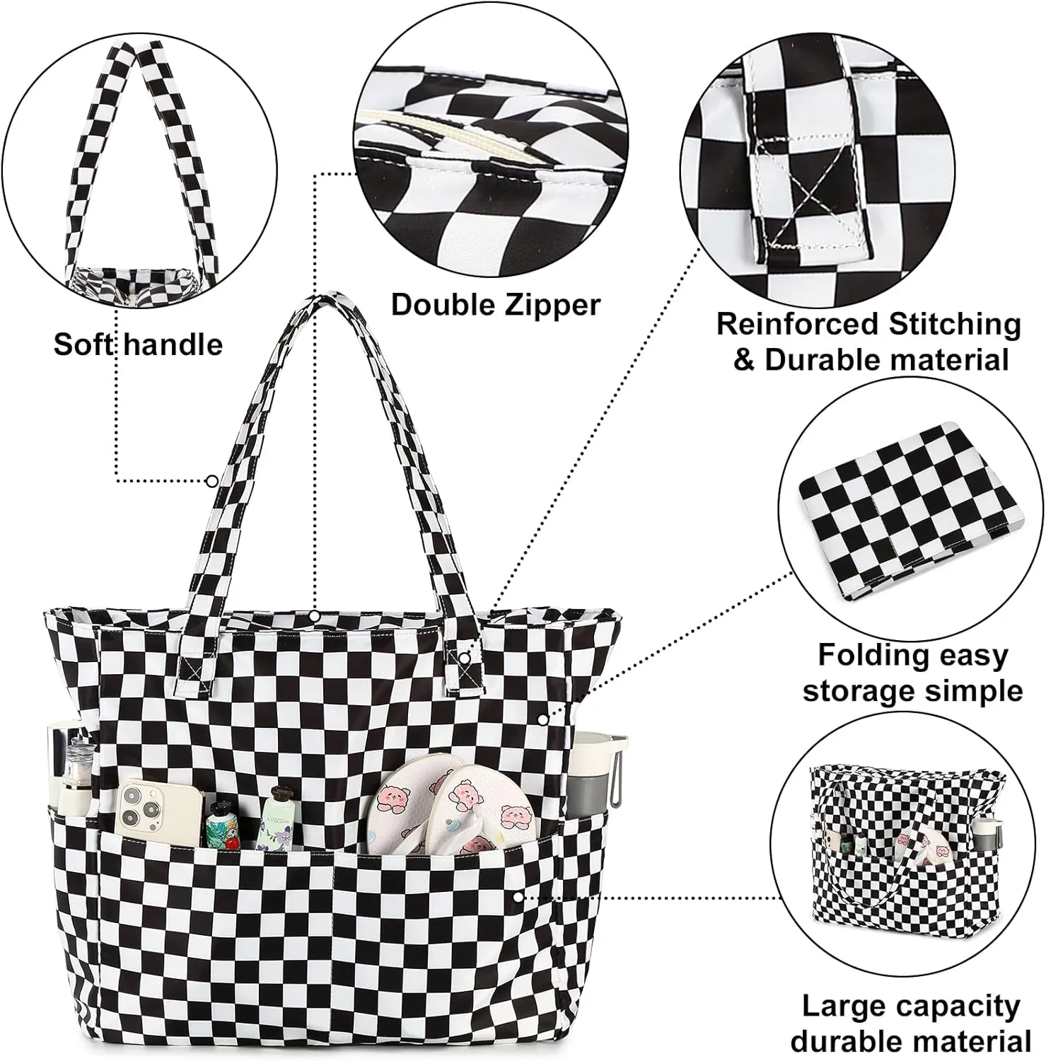 Waterproof Beach Tote Pool Bags for Women Ladies Extra Large Gym Tote Carry On Bag With Wet Compartment for Weekender Travel