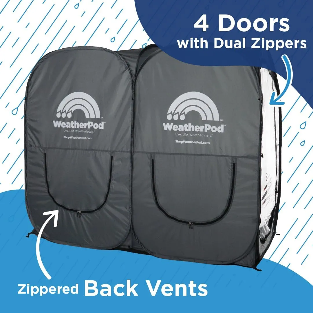 WeatherPod® The Original Shark Tank Side-by-Side™ 2-4 Person Pop-Up Pod - Stay Warm, Dry, and Out of The Sun - Weather Pod for Sports, Rain, or Wind - Simple to Set Up and Tear Down