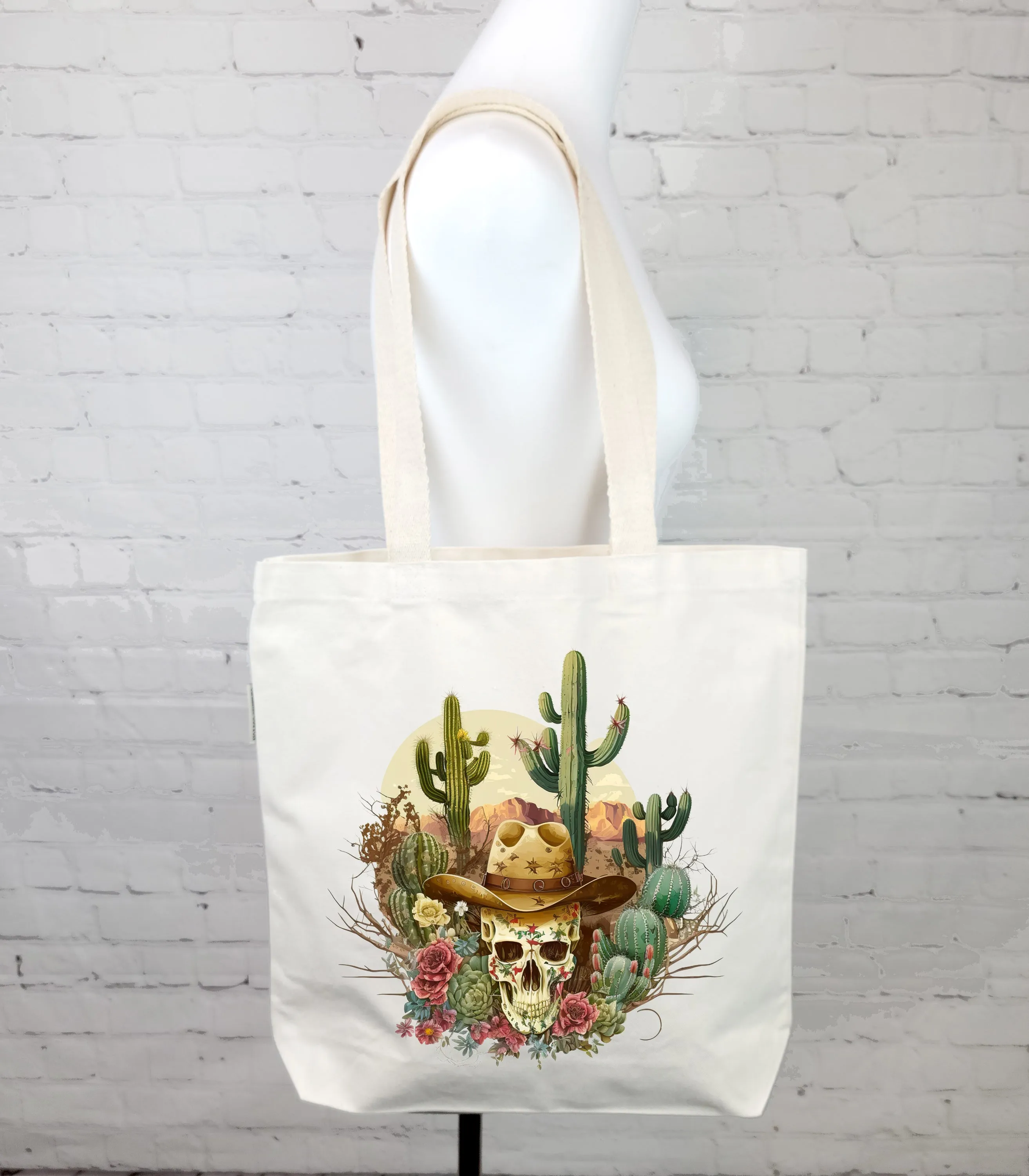 Western Skull Cowboy Tote Bag