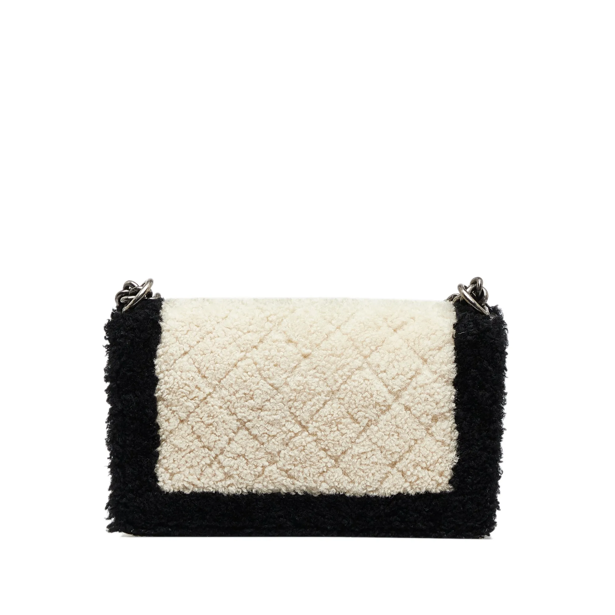 White Chanel Medium Shearling Boy Flap Crossbody Bag