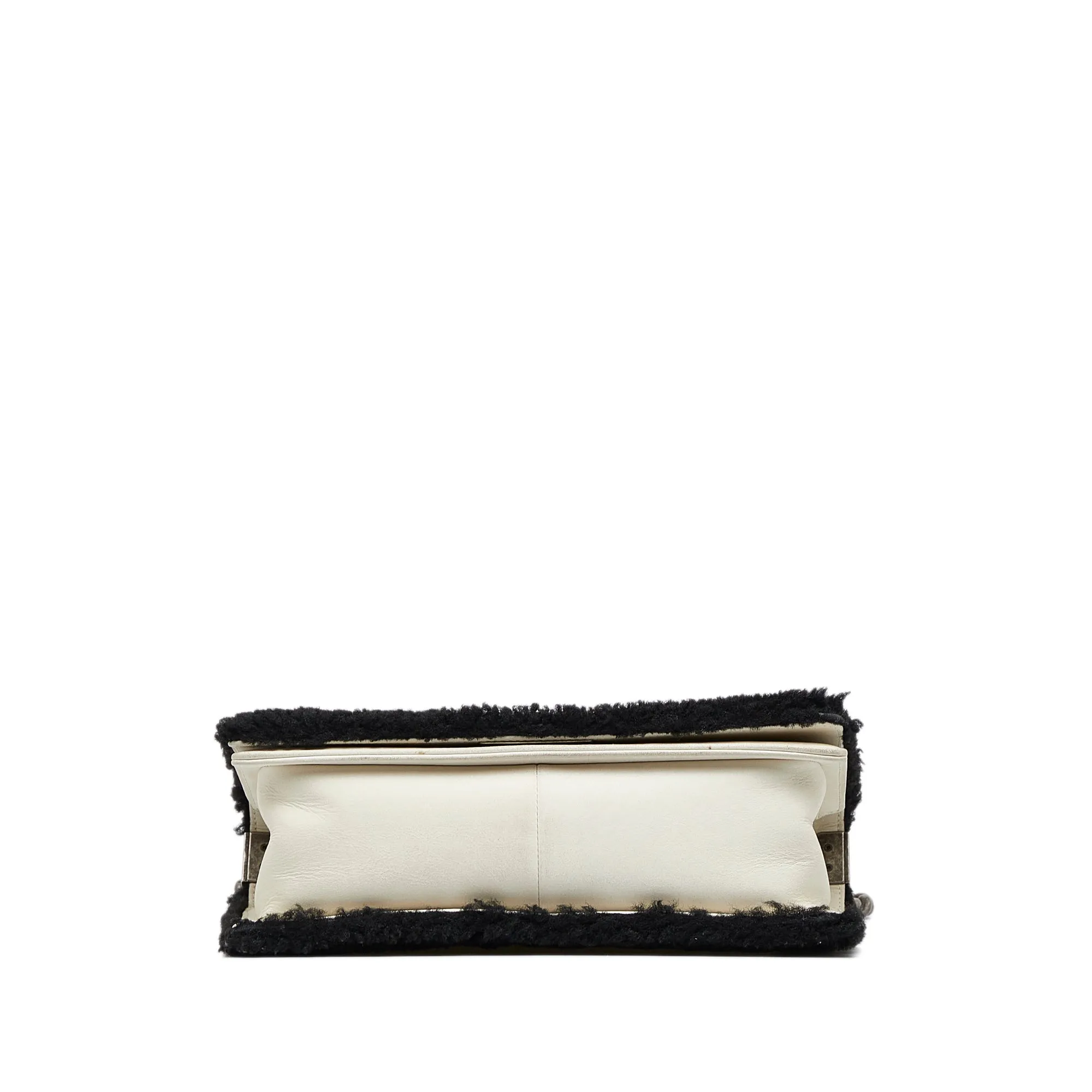 White Chanel Medium Shearling Boy Flap Crossbody Bag