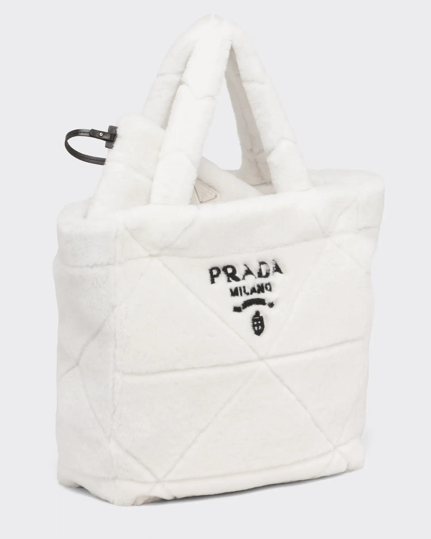 White Quilted Shearling Tote Bag - Leather Women's Handbag - Pursefits