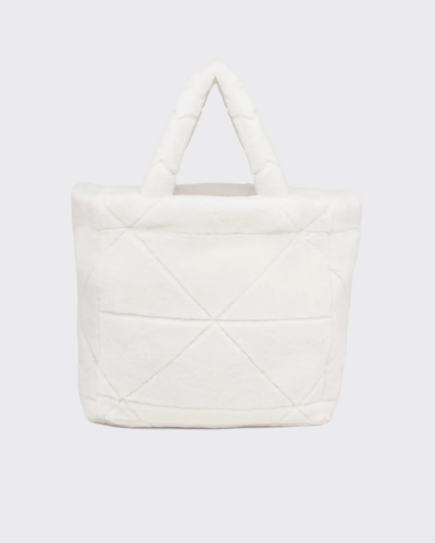 White Quilted Shearling Tote Bag - Leather Women's Handbag - Pursefits