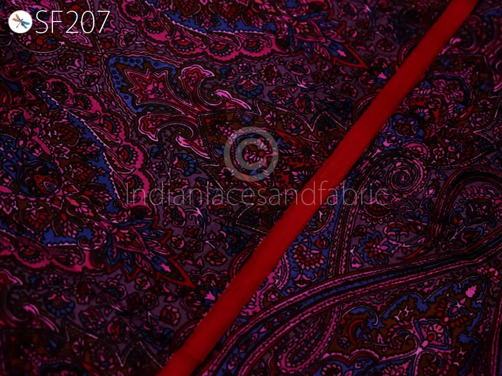 Wine Indian Saree Soft Pure Printed Silk By The Yard Fabric Wedding Dresses Bridesmaid Party Costume Curtains Crafting Sewing Dupatta Scarf