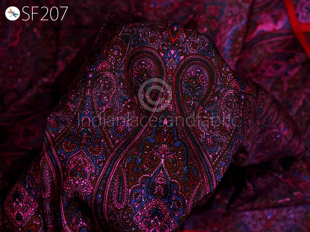 Wine Indian Saree Soft Pure Printed Silk By The Yard Fabric Wedding Dresses Bridesmaid Party Costume Curtains Crafting Sewing Dupatta Scarf