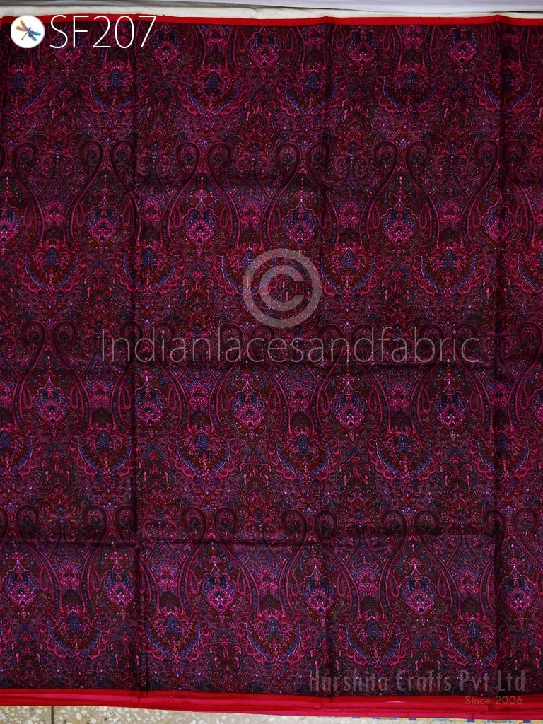 Wine Indian Saree Soft Pure Printed Silk By The Yard Fabric Wedding Dresses Bridesmaid Party Costume Curtains Crafting Sewing Dupatta Scarf