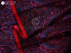 Wine Indian Saree Soft Pure Printed Silk By The Yard Fabric Wedding Dresses Bridesmaid Party Costume Curtains Crafting Sewing Dupatta Scarf